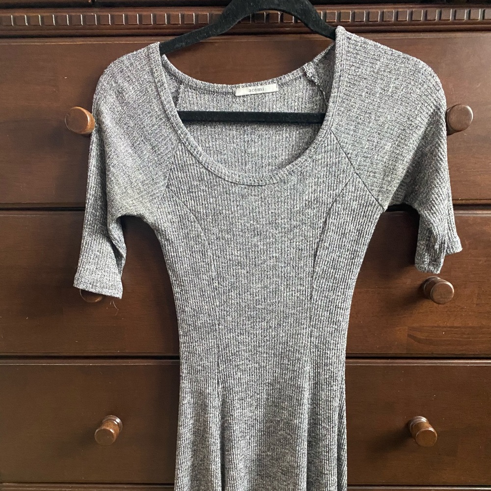 Grey material short a line dress